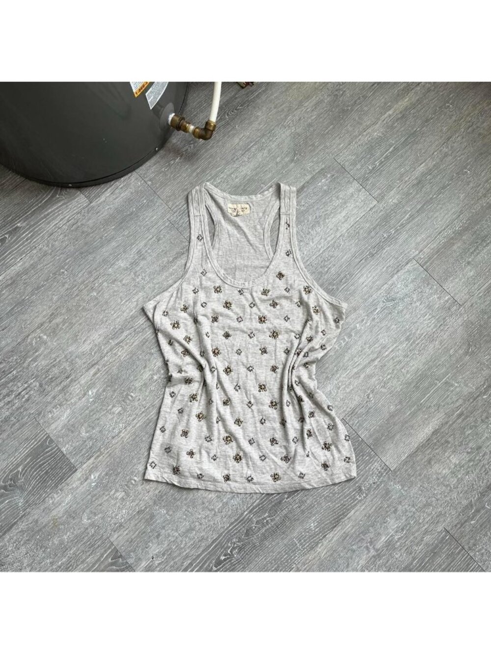 Grey / Silver / Bronze Toned Ralph Lauren Denim Supply Embossed Y2K Tank Top